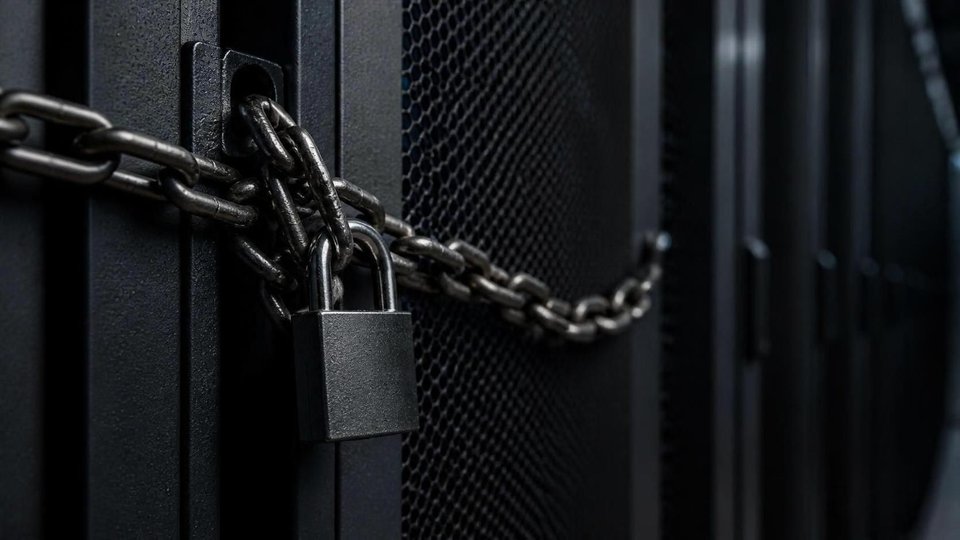 Padlocks and chain on a dark background