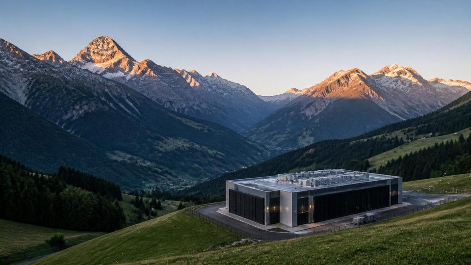 Zurich region: Alps at dusk and Glatt corridor racks