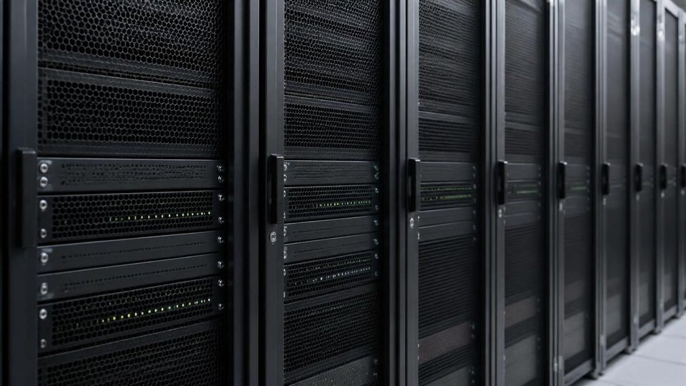 Taipei region server room: even rack rows, monitoring panel